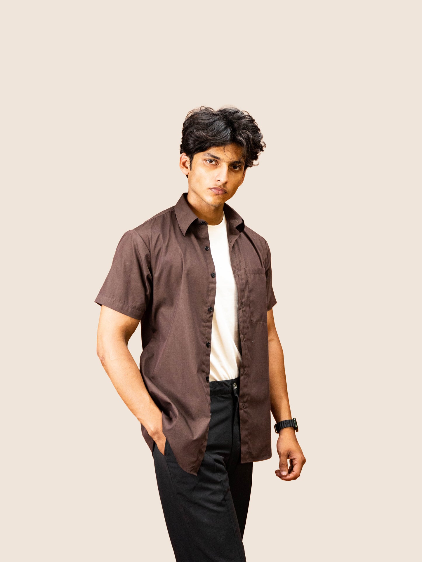 BROWN BUTTON UP