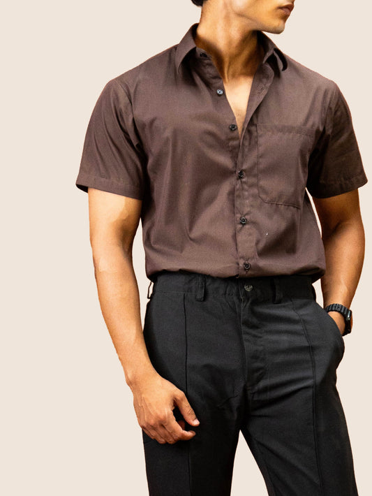 BROWN BUTTON UP