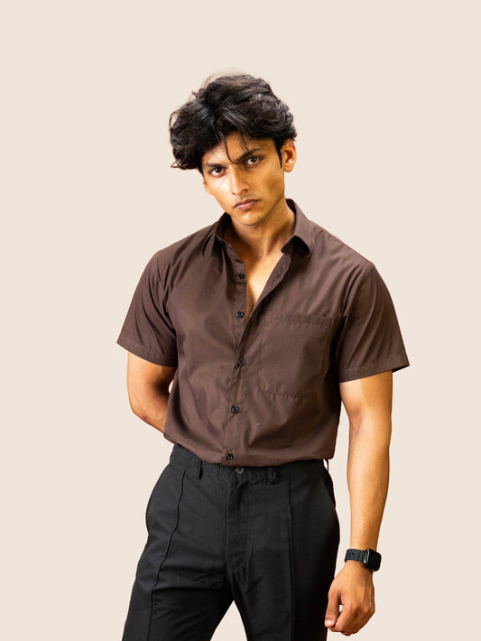 BROWN BUTTON UP